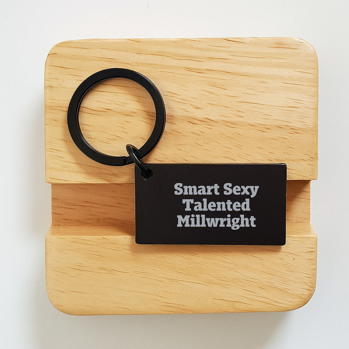 Millwright Keychain Gifts from Men for Birthday Unique Inspirational Quote 'Smart Sexy Talented Millwright' - Black Stainless Steel Keychain - Image 2