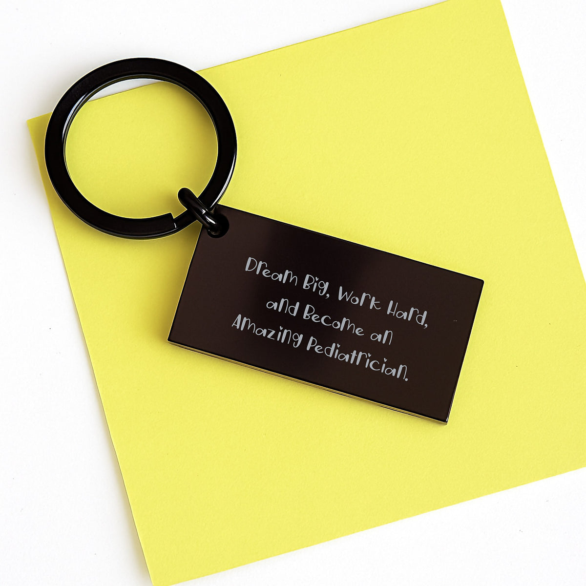 Inspiring Pediatrician Keychain, Funny Birthday Unique Gifts from Family to Friends, Motivational Key Ring for Men, Engraved 'Dream Big, Work Hard' Keychain - Image 3