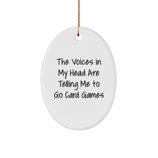 Funny Card Games Gifts from Men for Friends and Family Oval Ornament, Christmas Unique Gifts, Handmade Oval Ornament for Card Games Enthusiasts - Image 1