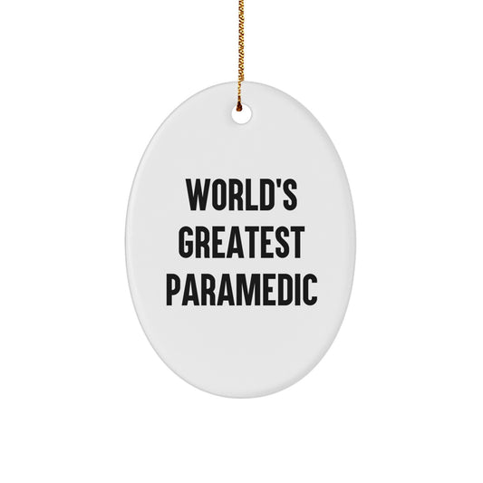 Funny Rescue Worker Gifts from Friends, World's Greatest Rescue Worker Oval Ornament Christmas Unique Gift for Men - Image 1