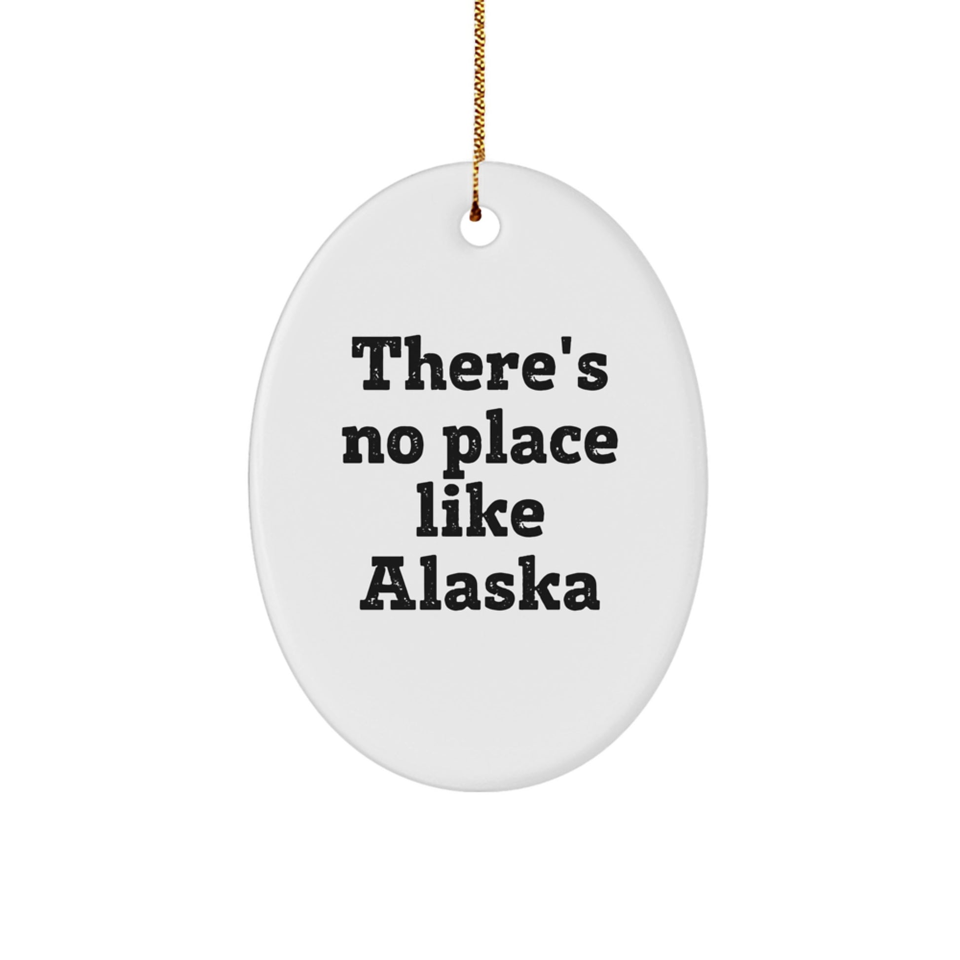 Funny Alaska Christmas Oval Ornament Gifts from Friends, Family, Coworkers to Men, Women, Kids - There's No Place Like Alaska - Image 1