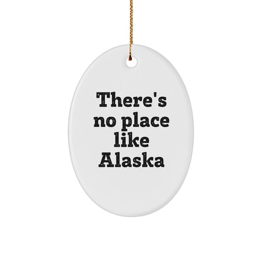 Funny Alaska Christmas Oval Ornament Gifts from Friends, Family, Coworkers to Men, Women, Kids - There's No Place Like Alaska - Image 1