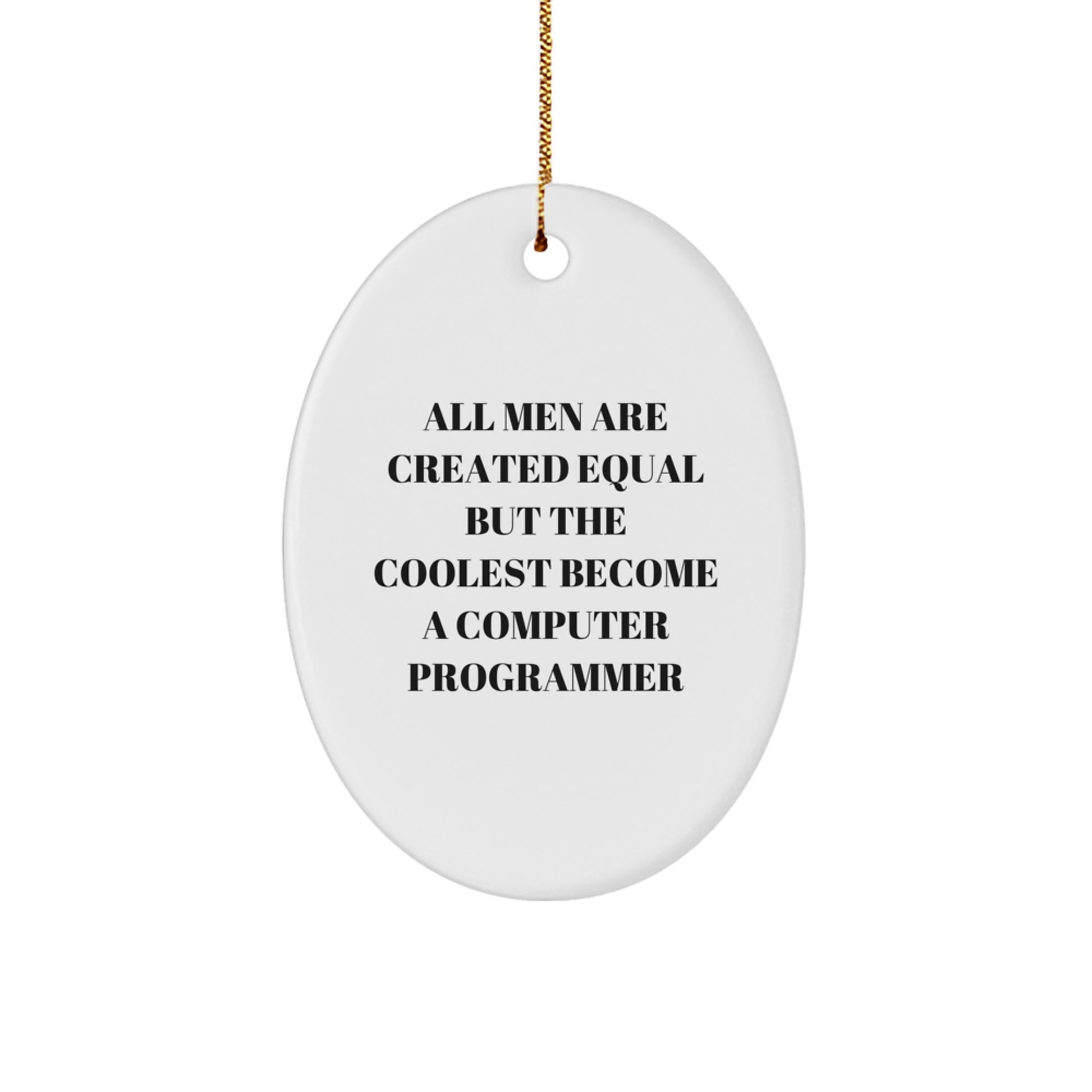 Funny Computer Programmer Gifts from Men - Oval Ornament for Christmas Unique Gifts - Inspirational Quote for Computer Programmer Men - Image 1