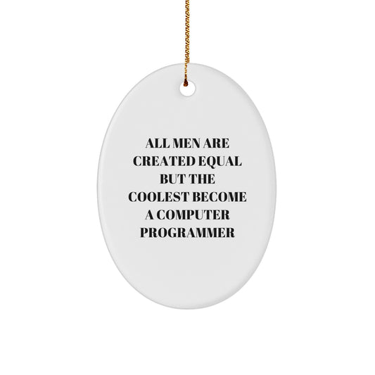 Funny Computer Programmer Gifts from Men - Oval Ornament for Christmas Unique Gifts - Inspirational Quote for Computer Programmer Men - Image 1