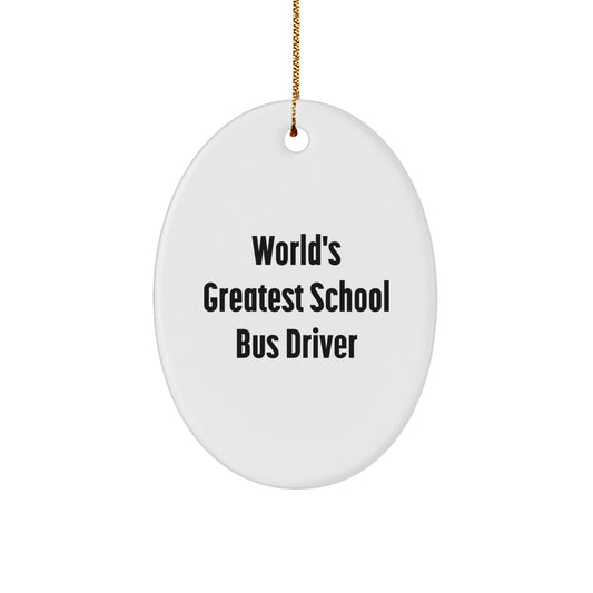 School Bus Driver Oval Christmas Ornament Idea Gift for Coworkers - Image 1