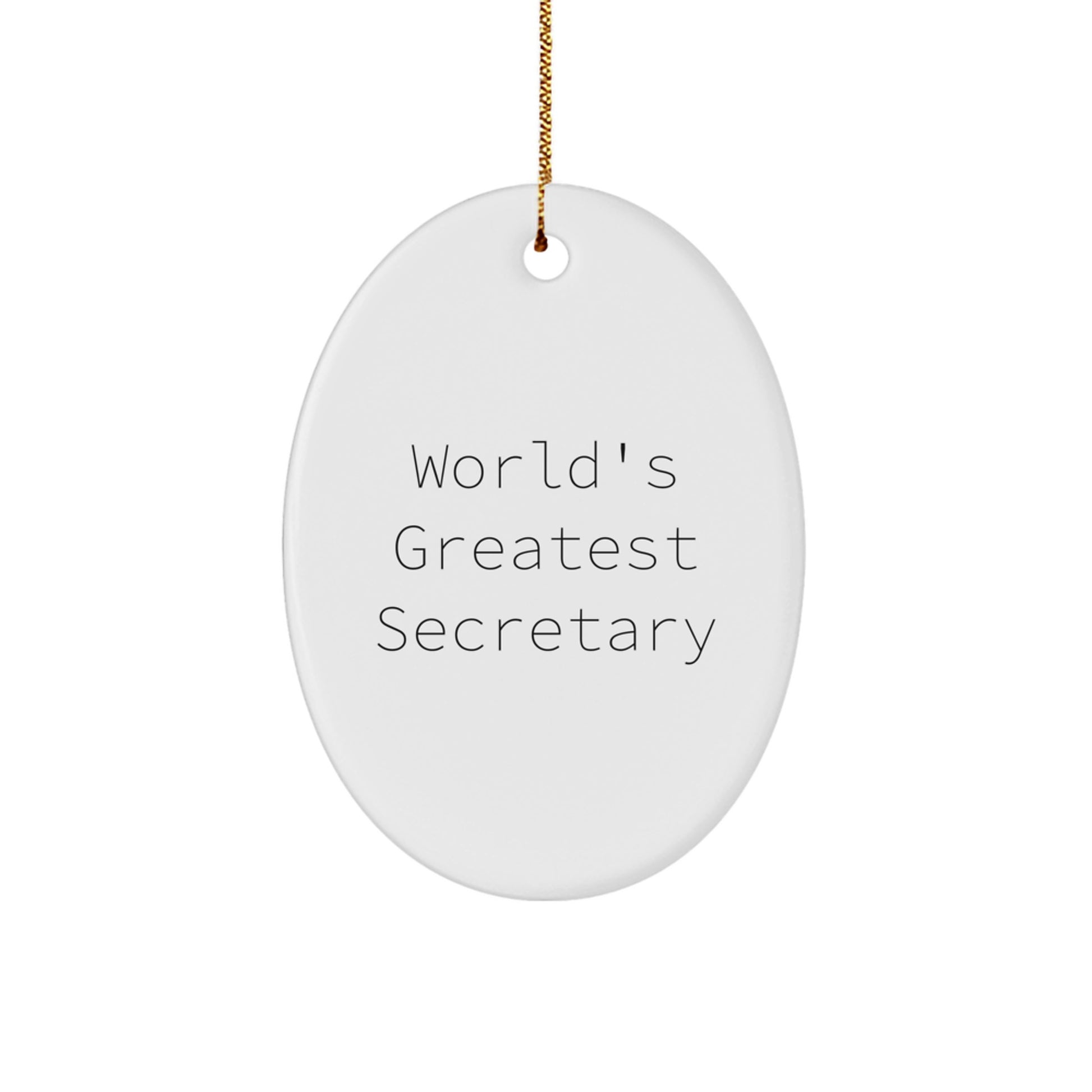 Funny World's Greatest Secretary Oval Ornament Gifts from Family, Friends for Christmas - Image 1