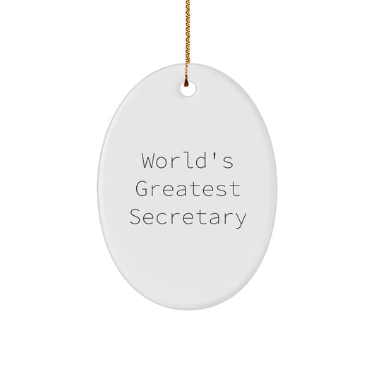 Funny World's Greatest Secretary Oval Ornament Gifts from Family, Friends for Christmas - Image 1