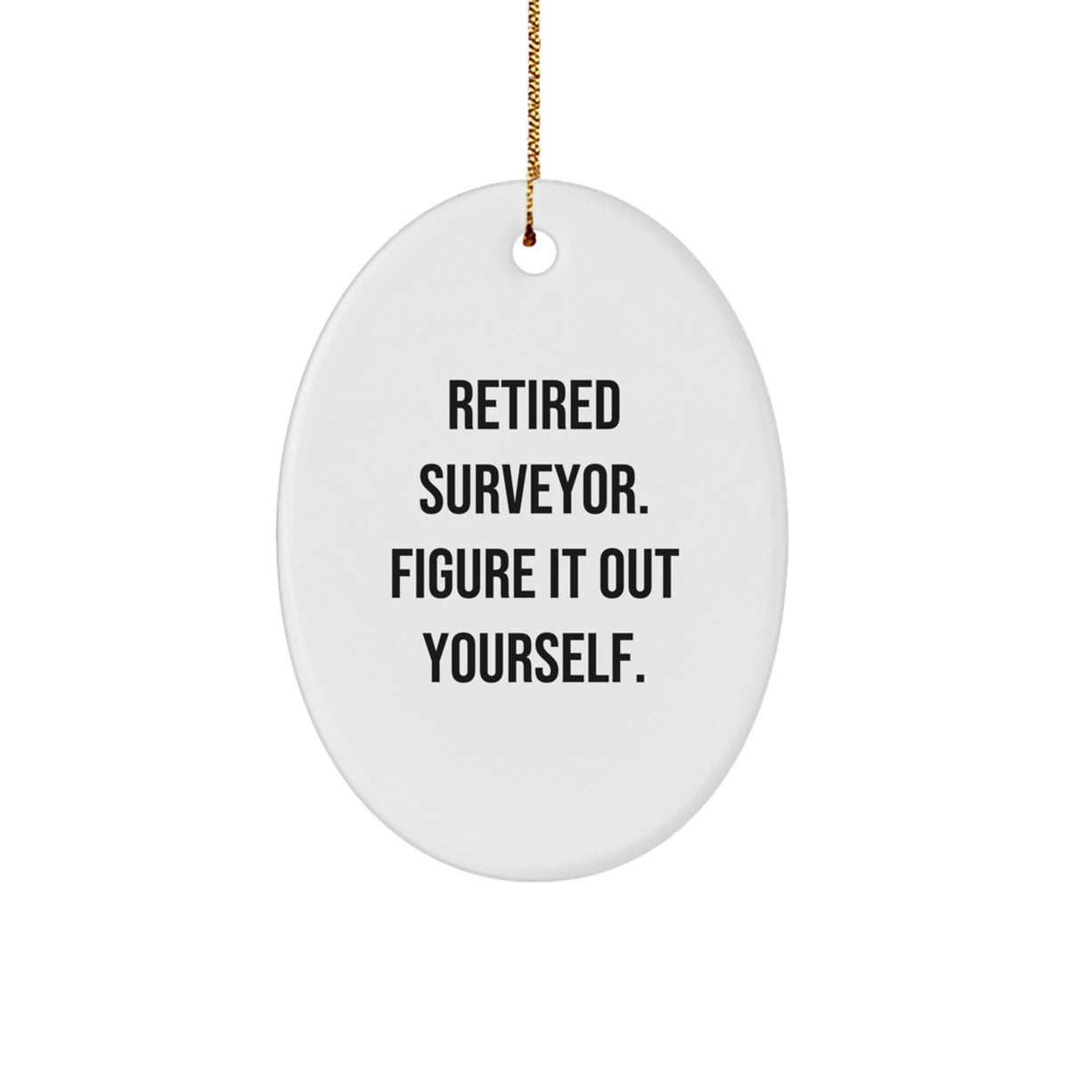 Funny Christmas Unique Gifts from Friends - Surveyor Oval Ornament, Inspirational Quote - Retired Surveyor Figure It Out Yourself, Men's Women's Gift - Image 1