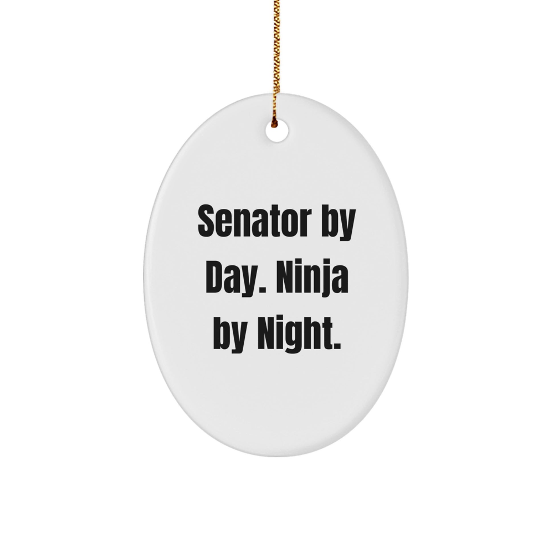 Funny Senator Gifts from Men to Senator, Oval Ornament for Senator, Senator By Day Ninja By Night Christmas Unique Gifts - Image 1
