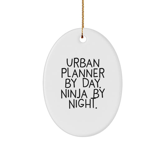 Unique Oval Ornament Gifts for Urban Planner Friends By Day Ninja By Night Christmas - Image 1