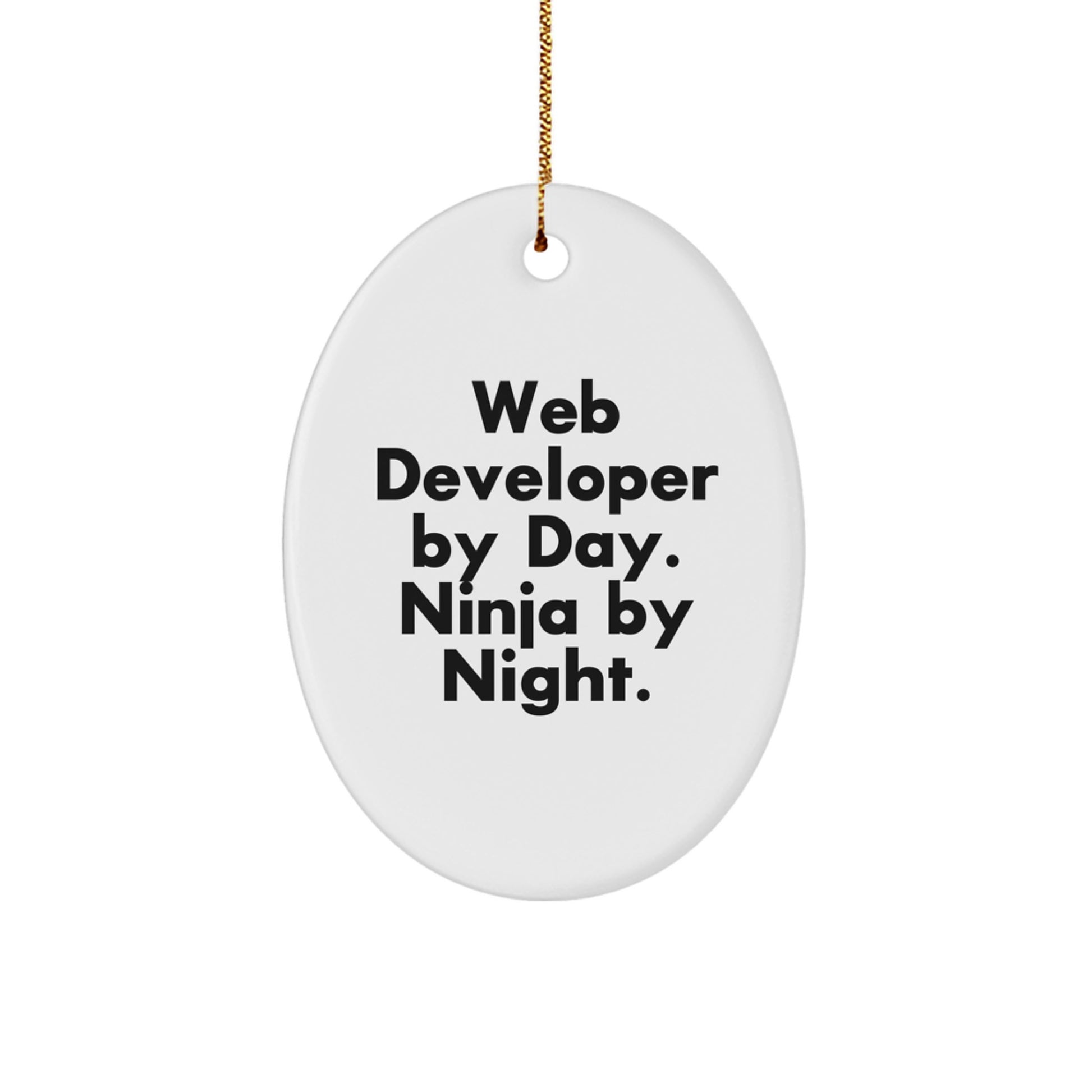 Funny Web Developer Christmas Unique Gifts for Men from Friends, Web Developer Oval Ornament By Day. Ninja By Night. - Image 1