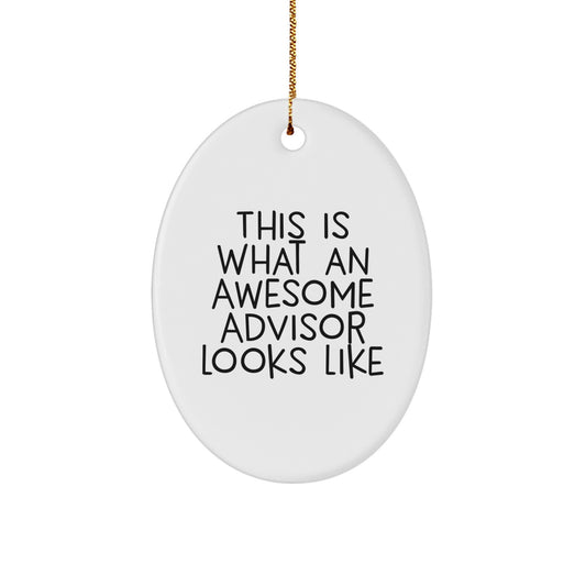 Funny Advisor Gifts from Friends for Men and Women - Oval Ornament with This Is What An Awesome Advisor Looks Like Quote - Unique Christmas Unique Gifts - Image 1