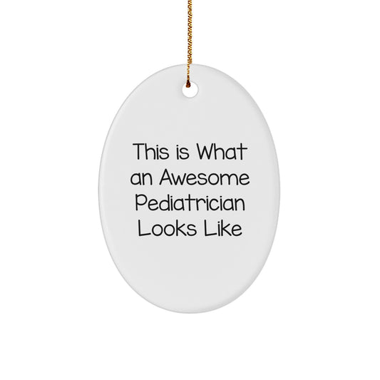 Pediatrician Oval Christmas Ornament for Family Unique Gift Bright White - Image 1