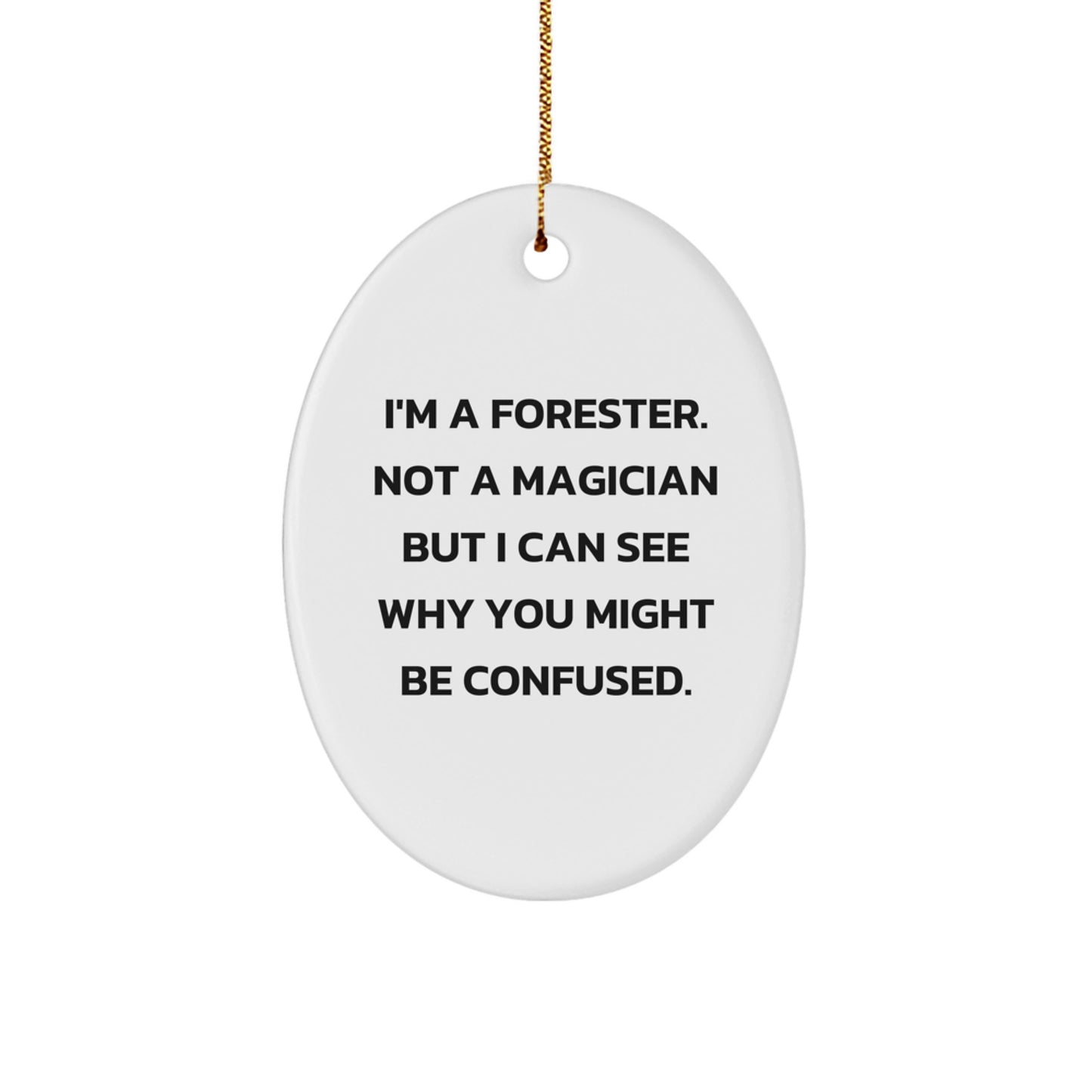Funny Forester Gift Ideas, Oval Ornament for Forester Friends, I'm A Forester, Not A Magician Gifts from Friends for Christmas - Image 1