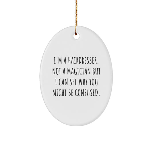 Quirky Hairdresser Christmas Ornament for Friends Gift – Novelty - Image 1
