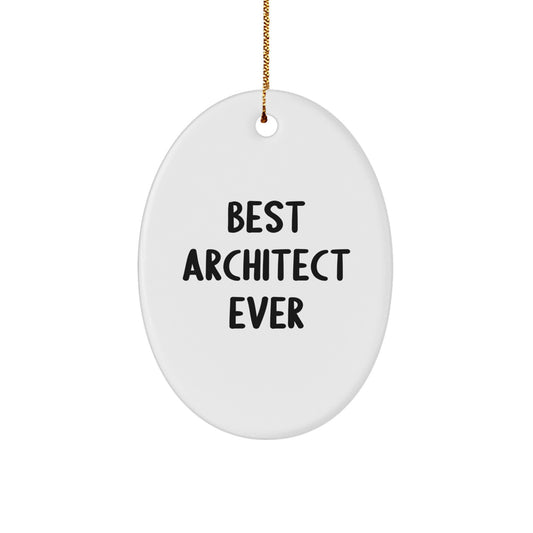 Funny Architect Gifts for Friends, Oval Ornament Best Architect Ever, Christmas Unique Ornaments - Image 1