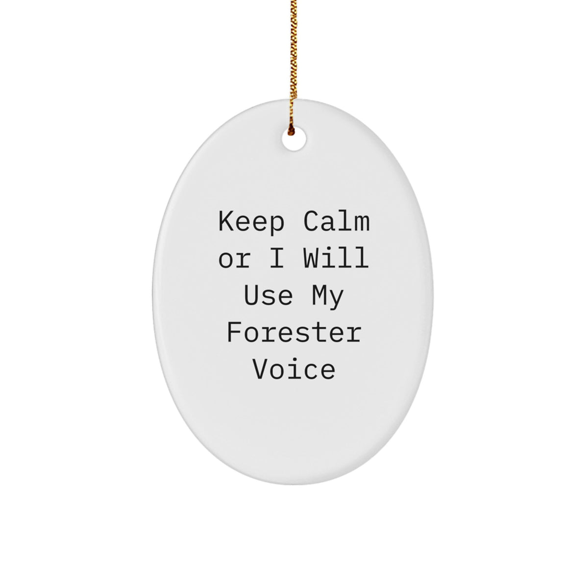 Funny Forester Gifts for Friends, Forester Oval Ornament Christmas Unique Presents from Men, Women, Family, Keep Calm Or I Will Use My Forester Voice - Image 1