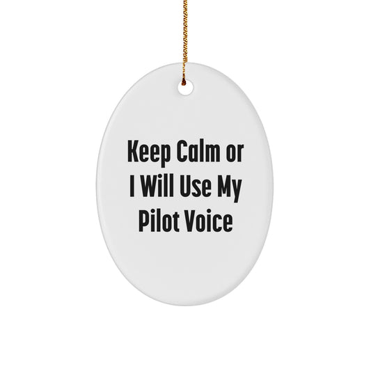 Christmas Ornament Gift Pilot Keepsake - Favorite for Kids, Keep Calm - Image 1