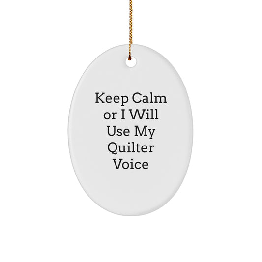 Christmas Gift for Her Quilter Oval Ornament Present - Image 1