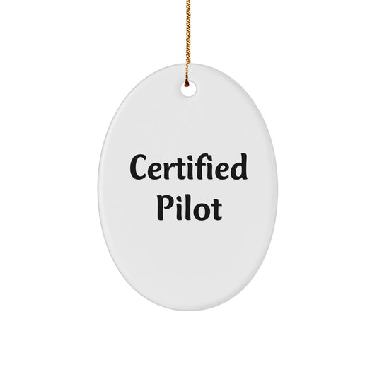 Funny Pilot Gifts from Friends for Men Certified Pilot Oval Ornament Christmas Unique Decorations - Image 1