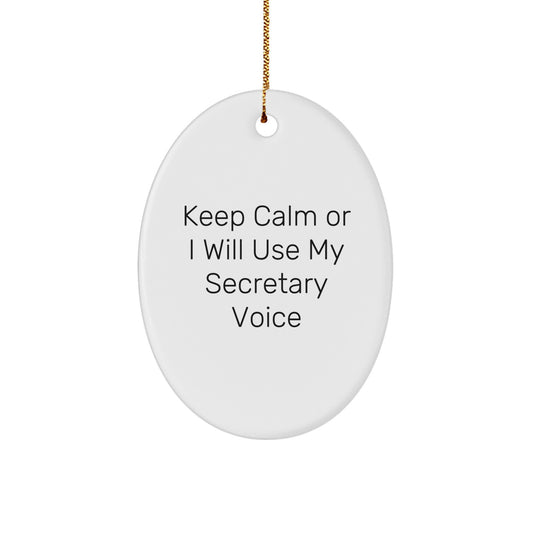 Funny Secretary Oval Ornament, Gifts for Secretary from Friends and Family, Christmas Unique Gifts, Oval Ornament with Funny Quote - Image 1