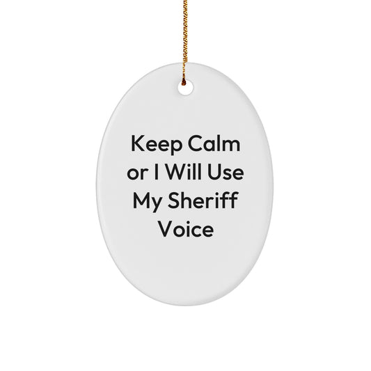 Funny Sheriff Decorations, Oval Ornament Gifts from Friends for Sheriff Men Christmas Unique Gifts - Image 1