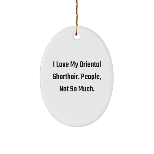 Oriental Shorthair Cat Oval Ornament Funny Quotes Gifts from Men or Women for Christmas Unique Gift - Image 1