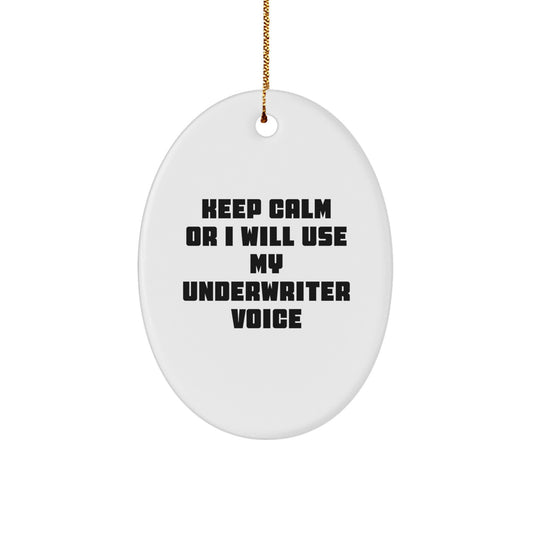 Funny Underwriter Gifts for Men, Women, Friends, Coworkers, Family - Oval Ornament Christmas Unique Gifts from Men, Women, Friends, Coworkers, Family - Oval Shape Underwriter Voice Keep Calm - Image 1