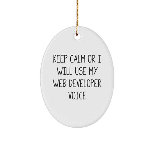 Keep Calm Web Developer Gifts, Oval Ornament for Men, Women, Friends, Coworkers, Funny Christmas Decorations from Friends, Family, Coworkers to Web Developers, Programmers, Coders - Image 1