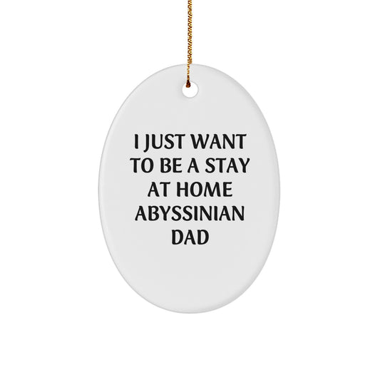 Funny Abyssinian Cat Gifts from Dad for Stay at Home Dads - Oval Ornament Christmas Unique Gifts - Image 1
