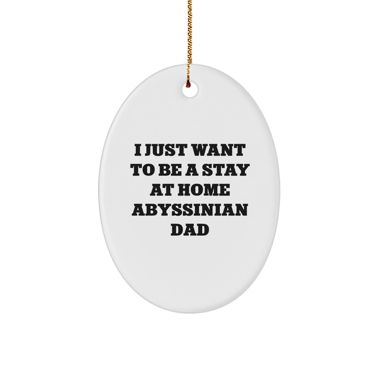 Funny Abyssinian Cat Gifts for Dad, Oval Ornament Christmas Unique Decorations from Men, Stay At Home Abyssinian Dad Decor Gifts - Image 1