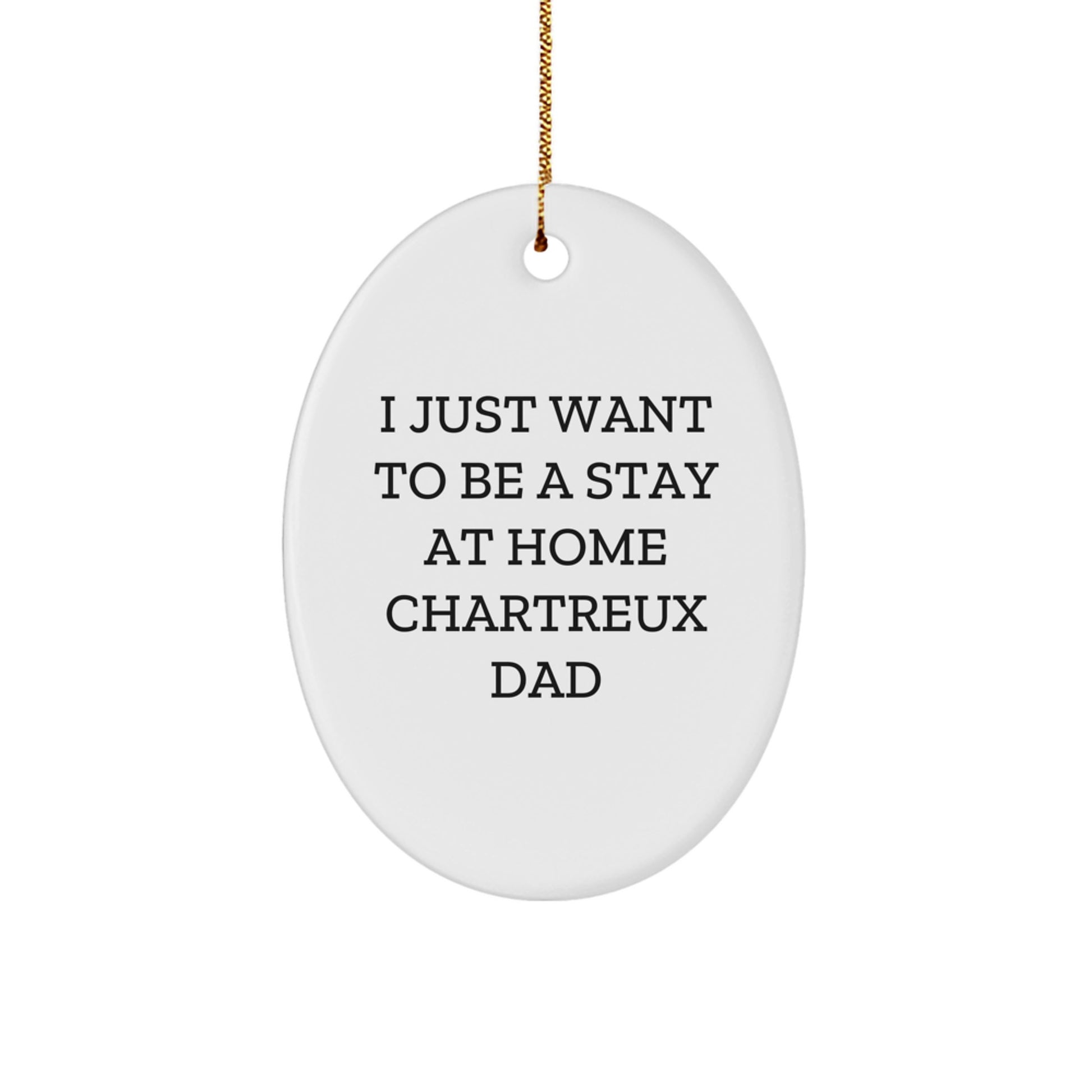 Funny Chartreux Cat Christmas Unique Gifts for Dad - Oval Ornament from Men - 'I Just Want To Be A Stay At Home Chartreux Dad' Decorative Oval - Image 1