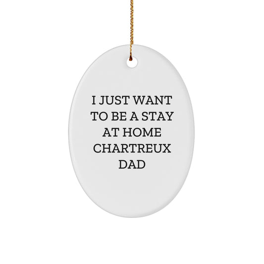 Funny Chartreux Cat Christmas Unique Gifts for Dad - Oval Ornament from Men - 'I Just Want To Be A Stay At Home Chartreux Dad' Decorative Oval - Image 1