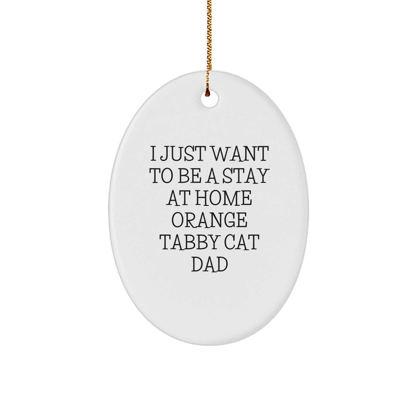 Funny Orange Tabby Cat Dad Gifts for Him, Oval Ornament from Family, Christmas Unique Gifts for Orange Tabby Cat Lover, I Just Want To Be A Stay - Image 1