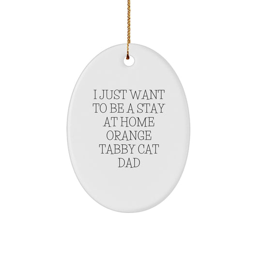 Funny Orange Tabby Cat Dad Gifts for Men, Oval Ornament for Christmas Unique Gifts from Friends, Orange Tabby Cat Lover Decorations - Image 1