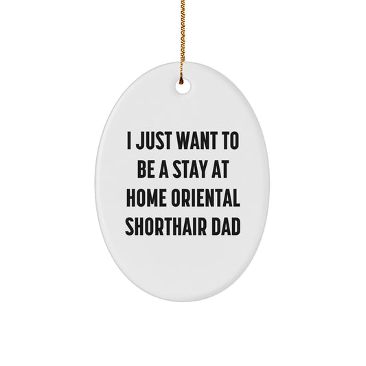 Funny Oriental Shorthair Cat Dad Gifts, Christmas Unique Oval Ornaments for Men, I Just Want To Be A Stay At Home Oriental Shorthair Dad Decor - Image 1