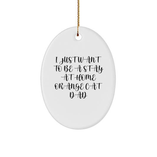Funny Orange Cat Dad Oval Ornament Gifts from Men to Friends for Christmas - Image 1