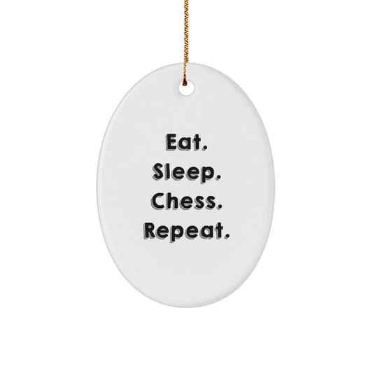 Funny Chess Oval Ornament Gifts for Chess Lovers from Friends and Family Perfect for Christmas Unique Presents - Image 1