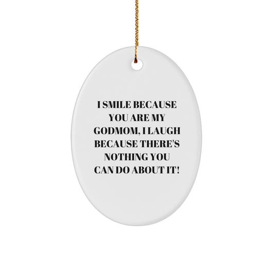 Funny Godmom Gifts from Men, Women, Friends, Coworkers, Family - Godmom Oval Ornament for Christmas Unique Gifts for Godmom - Image 1