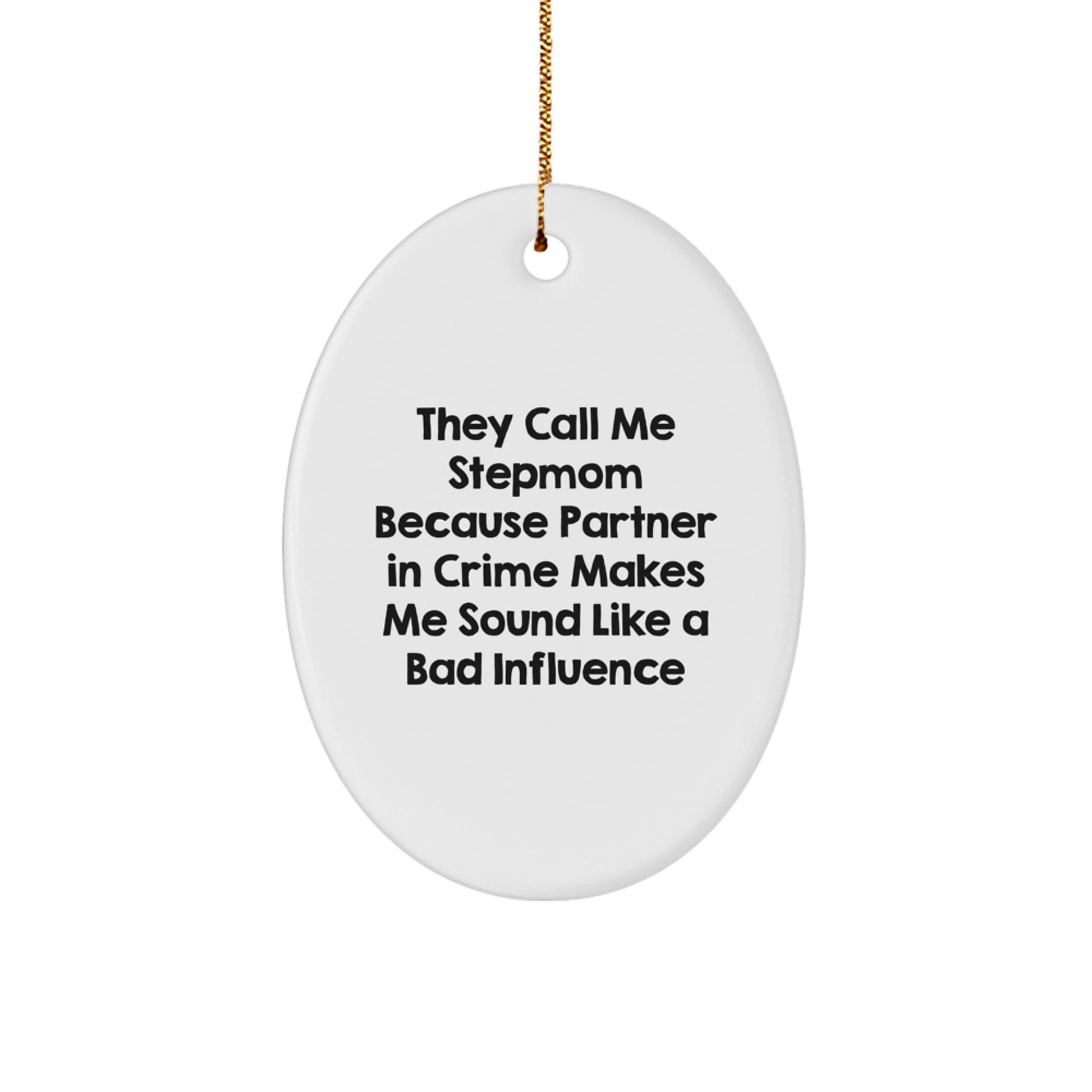 Funny Stepmom Gifts from Men to Women - Oval Ornament Christmas Unique Gifts for Stepmom - Partner in Crime Humor - Image 1
