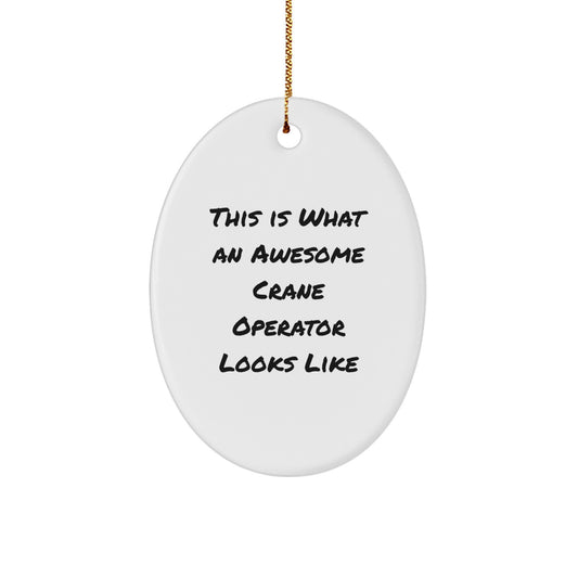 Funny Crane Operator Gifts from Family - This Is What An Awesome Crane Operator Looks Like, Oval Ornament Christmas Unique Gifts for Men, Women, Friends, Coworkers, Family - Image 1
