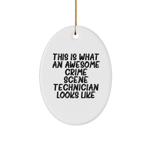 Funny Crime Scene Technician Oval Ornaments, Gifts from Friends for Men, Unique Christmas Unique Gifts - Image 1