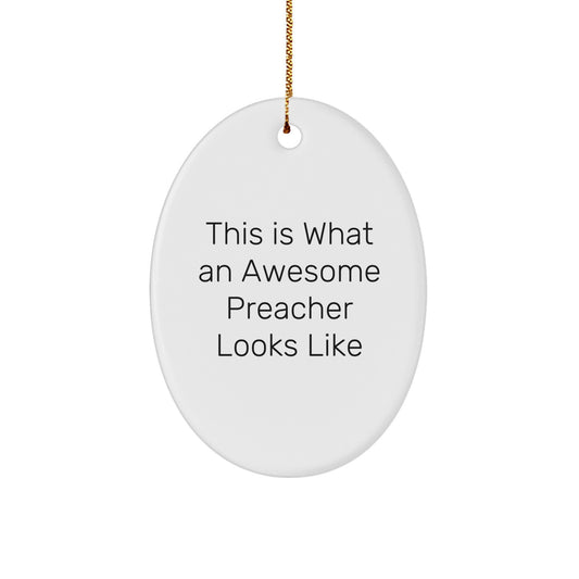 Funny Preacher Oval Ornament Gifts for Preachers from Friends - Christmas Unique Decorations - Image 1