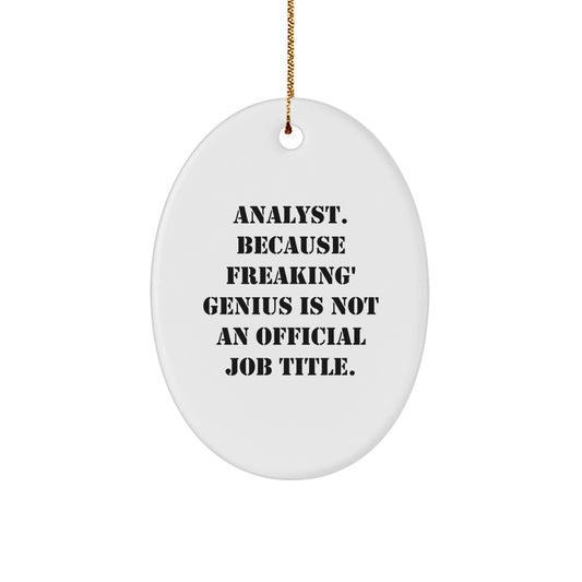 Funny Analyst Gifts from Men, Christmas Unique Gifts for Analyst, Oval Ornament with Sublimation Printing, Durable MDF - Image 1