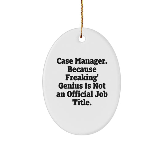 Funny Christmas Unique Gifts for Case Manager - Oval Ornament, Case Manager Gifts from Friends, Case Manager Appreciation, Oval Decorations - Image 1