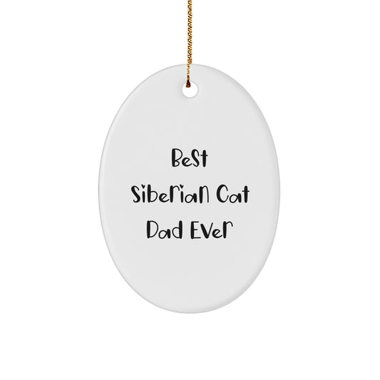 Funny Siberian Cat Dad Gifts from Men to Family for Christmas Unique Presents Oval Ornament - Image 1