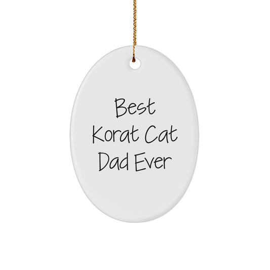Christmas Gift for Teens – Surprise Korat Cat Dad Oval Ornament - Image 1