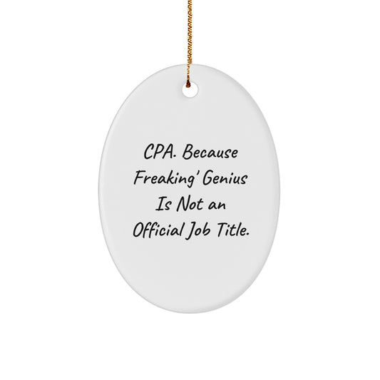 CPA Gifts from Friends Funny Oval Ornament for Christmas Unique Gifts for CPAs and Men - Image 1