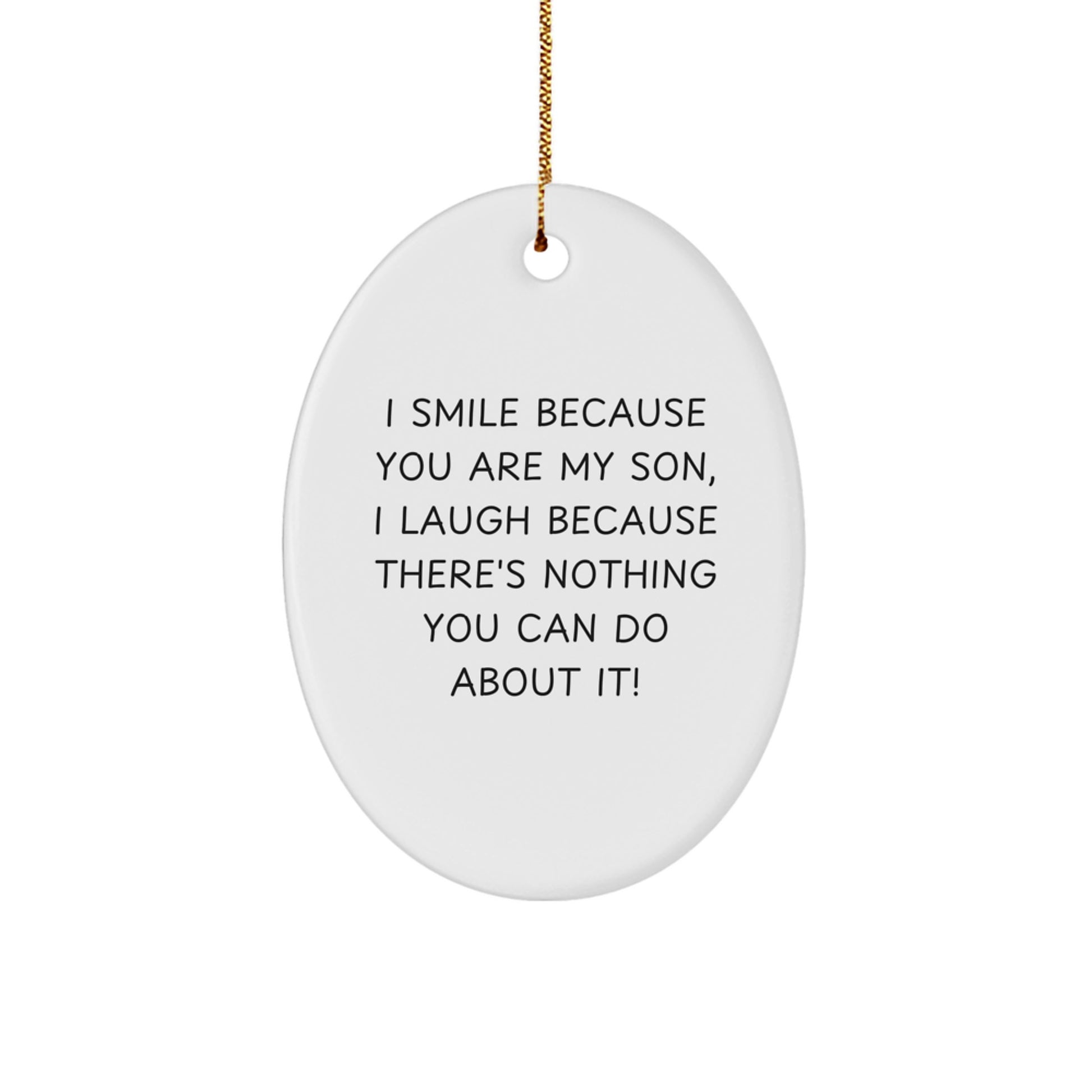 Funny Son Oval Ornament Gifts from Family, for Son, Unique Christmas Decorations - Image 1