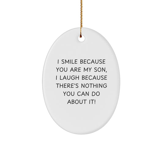 Funny Son Oval Ornament Gifts from Family, for Son, Unique Christmas Decorations - Image 1